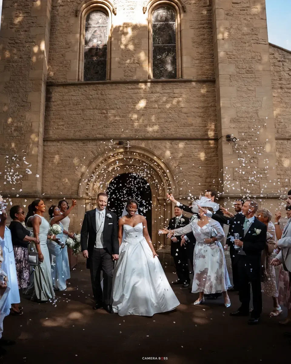 Jo and Jonny leaving their ceremony