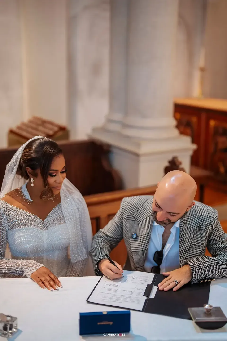 The couple during their ceremony