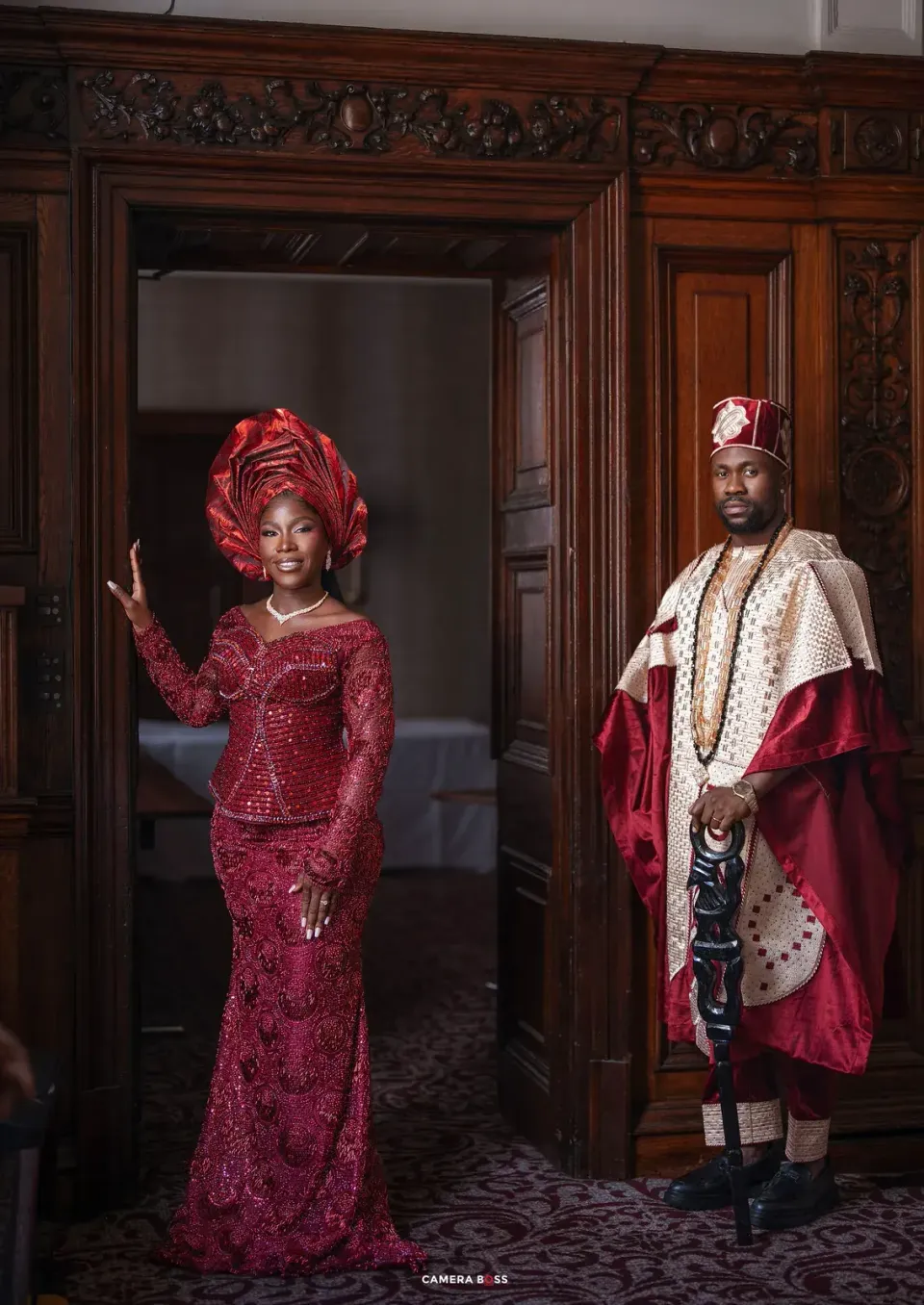 The couple in traditional dress. CameraBoss portfolio: Opeyemi Wedding Portrait.