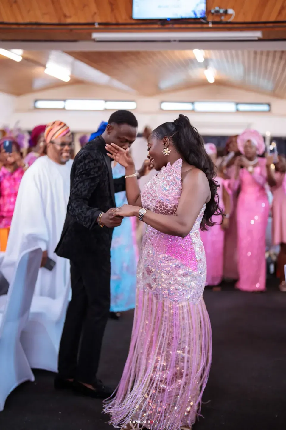 The couple dancing at their reception. CameraBoss portfolio: Temi and Fiyin.